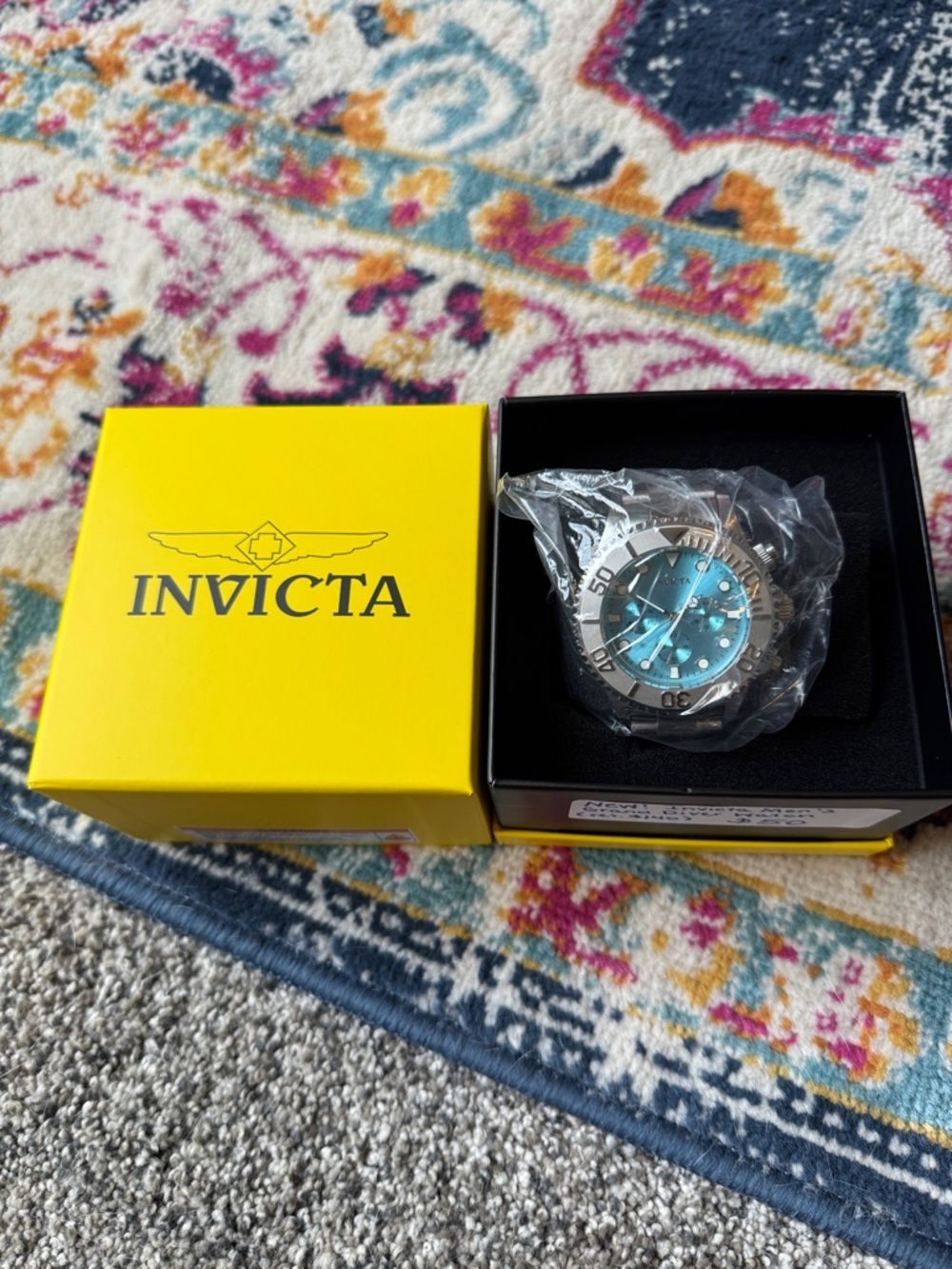 Invicta Men’s Pro Diver Silver Watch with Turquoise Dial